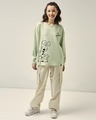 Shop Women's Fog Green Be Stupid Odie Graphic Printed Oversized T-shirt-Full