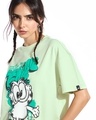 Shop Women's Fog Green Feline Fine Graphic Printed Oversized T-shirt