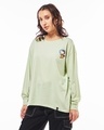 Shop Women's Fog Green First Beagle Hood Graphic Printed Oversized T-shirt-Design