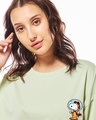 Shop Women's Fog Green First Beagle Hood Graphic Printed Oversized T-shirt