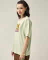 Shop Women's Fog Green Garfields Flowers Graphic Printed Oversized T-shirt-Full