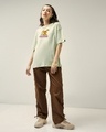 Shop Women's Fog Green Garfields Flowers Graphic Printed Oversized T-shirt