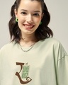 Shop Women's Fog Green Raag Graphic Printed Oversized T-shirt