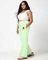 Shop Women's Fog Green Graphic Printed Straight Fit Plus Size Track Pants-Full