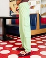 Shop Women's Fog Green Super Loose Fit Cargo Joggers-Full