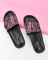 Shop Women's Frost Pink Marble Adjustable Velcro Sliders-Front
