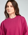 Shop Women's Fuchsias Pink Oversized Crop Sweatshirt