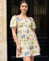 Shop Women's Gardenia All Over Floral Printed Flared Dress-Front