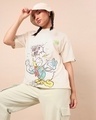 Shop Women's Gardenia Donald Duck Graphic Printed Oversized T-shirt-Front
