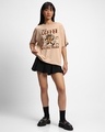 Shop Women's Ginger Root Brown Coffee On The Rocks Graphic Printed Oversized T-shirt