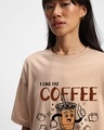 Shop Women's Ginger Root Brown Coffee On The Rocks Graphic Printed Oversized T-shirt