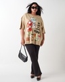 Shop Women's Ginger Root Brown Funny Tom & Jerry Graphic Printed Oversized Plus Size T-shirt-Full