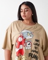 Shop Women's Ginger Root Brown Funny Tom & Jerry Graphic Printed Oversized Plus Size T-shirt