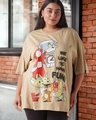 Shop Women's Ginger Root Brown Funny Tom & Jerry Graphic Printed Oversized Plus Size T-shirt-Front