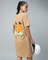 Shop Women's Ginger Root Brown More Graphic Printed Oversized Plus Size T-Shirt Dress-Front