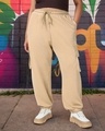 Shop Women's Ginger Root Brown Oversized Plus Size Cargo Joggers-Front