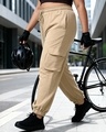 Shop Women's Ginger Root Brown Oversized Plus Size Cargo Joggers-Front