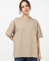 Shop Women's Ginger Root Brown Oversized T-shirt-Front
