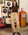 Shop Women's Ginger Root Brown Super Loose Fit Brushed Cargo Joggers