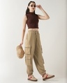 Shop Women's Ginger Root Brown Super Loose Fit Cargo Joggers