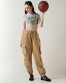 Shop Women's Ginger Root Brown Super Loose Fit Cargo Joggers-Full