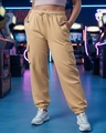 Shop Women's Ginger Root Brown Super Loose Fit Plus Size Cargo Joggers-Front