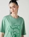 Shop Women's Granite Green Bambi Sketch Graphic Printed Oversized T-shirt