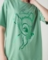 Shop Women's Granite Green Bambi Sketch Graphic Printed Oversized T-shirt