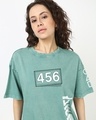 Shop Women's Granite Green Contestants Graphic Printed Oversized Acid Wash T-shirt