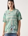 Shop Women's Granite Green Frenemies Graphic Printed Oversized T-shirt-Front