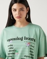 Shop Women's Granite green Opening hours Graphic Printed Oversized T-shirt
