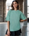 Shop Women's Granite Green Oversized Acid Wash T-shirt-Front