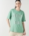 Shop Women's Granite Green Real Typography Oversized T-shirt-Front