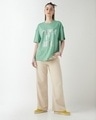 Shop Women's Granite Green Real Typography Oversized T-shirt