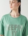 Shop Women's Granite Green Real Typography Oversized T-shirt