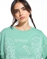 Shop Women's Granite Green Rick N Morty Chats Graphic Printed Oversized Short Top