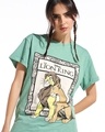 Shop Women's Granite Green Simba Nala Graphic Printed Boyfriend T-shirt-Front