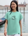 Shop Women's Granite Green Soul Bird Graphic Printed Boyfriend T-shirt-Front