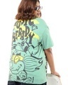 Shop Women's Granite Green Therapy King Graphic Printed Oversized Plus Size T-shirt-Front