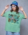 Shop Women's Granite Green Vibe Hai Graphic Printed Oversized T-shirt-Front