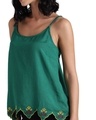 Shop Women's Green Abstract Sleeveless Top-Full