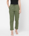 Shop Women's Green All Over Printed Cotton Lounge Pants-Front