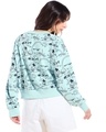 Shop Women's Green All Over Printed Cropped Oversized Sweatshirt-Full