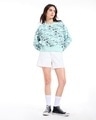 Shop Women's Green All Over Printed Cropped Oversized Sweatshirt