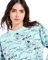 Shop Women's Green All Over Printed Cropped Oversized Sweatshirt