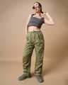Shop Women's Green All Over Printed Oversized Parachute Pants-Full