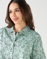 Shop Women's Green All Over Printed Oversized Crop Shirt