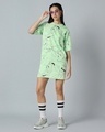 Shop Women's Green All Over Printed Oversized Dress-Front