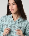 Shop Women's Green All Over Printed Oversized Hoodies