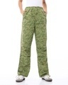 Shop Women's Green All Over Printed Oversized Parachute Pants-Front